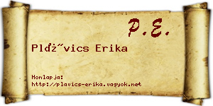 Plávics Erika névjegykártya